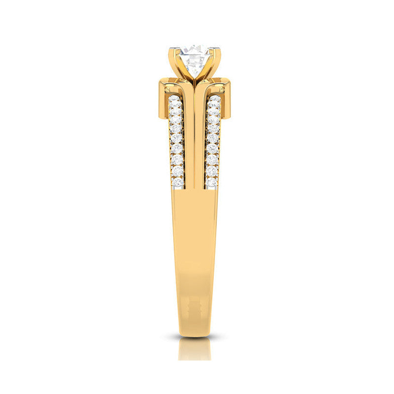50-Pointer Solitaire with 2-Row Diamond Shank 18K Yellow Gold Ring JL AU G 116Y-A   Jewelove.US