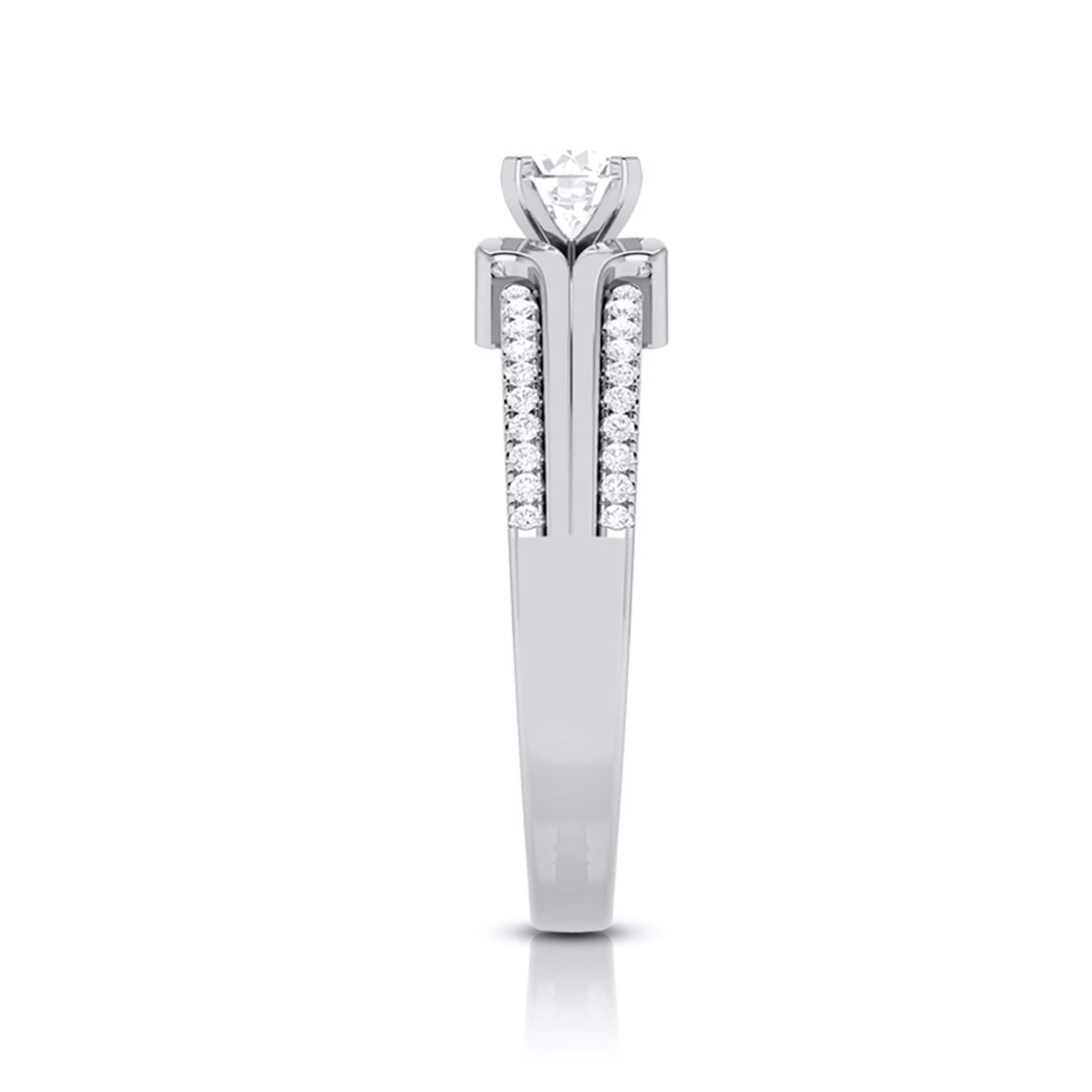 1-Carat Lab Grown Solitaire Engagement Ring for Women with 2-Row Diamonds Shank JL PT LG G-116-C   Jewelove.US
