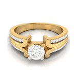 Load image into Gallery viewer, 1-Carat Lab Grown Solitaire with 2-Row Diamond Shank 18K Yellow Gold Ring JL AU LG G-116Y-C   Jewelove.US
