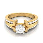 Load image into Gallery viewer, 70-Pointer Solitaire with 2-Row Diamond Shank 18K Yellow Gold Ring JL AU G 116Y-B   Jewelove.US
