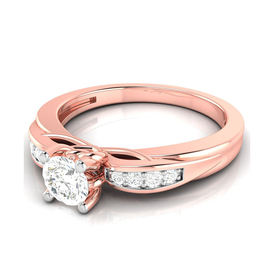 50-Pointer Lab Grown Solitaire Diamond Shank 18K Rose Gold with Hidden Heart JL AU LG G-118R-A   Jewelove.US