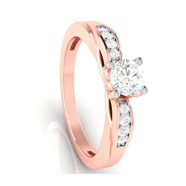 50-Pointer Lab Grown Solitaire Diamond Shank 18K Rose Gold with Hidden Heart JL AU LG G-118R-A   Jewelove.US