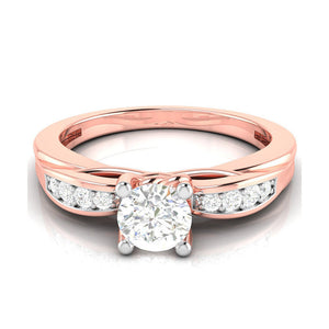 50-Pointer Lab Grown Solitaire Diamond Shank 18K Rose Gold with Hidden Heart JL AU LG G-118R-A   Jewelove.US