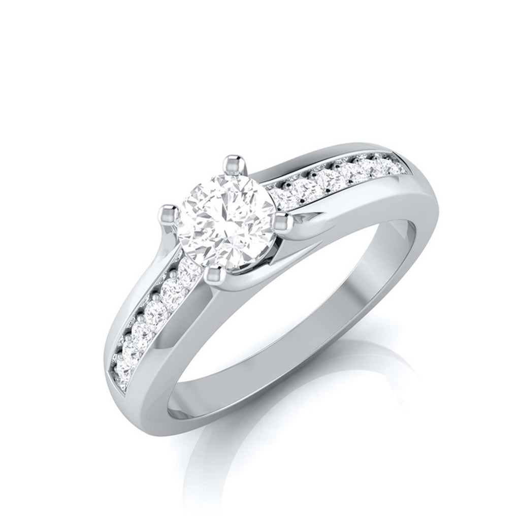 70-Pointer Platinum Solitaire Engagement Ring for Women with Accent Diamonds JL PT G 119-B   Jewelove.US
