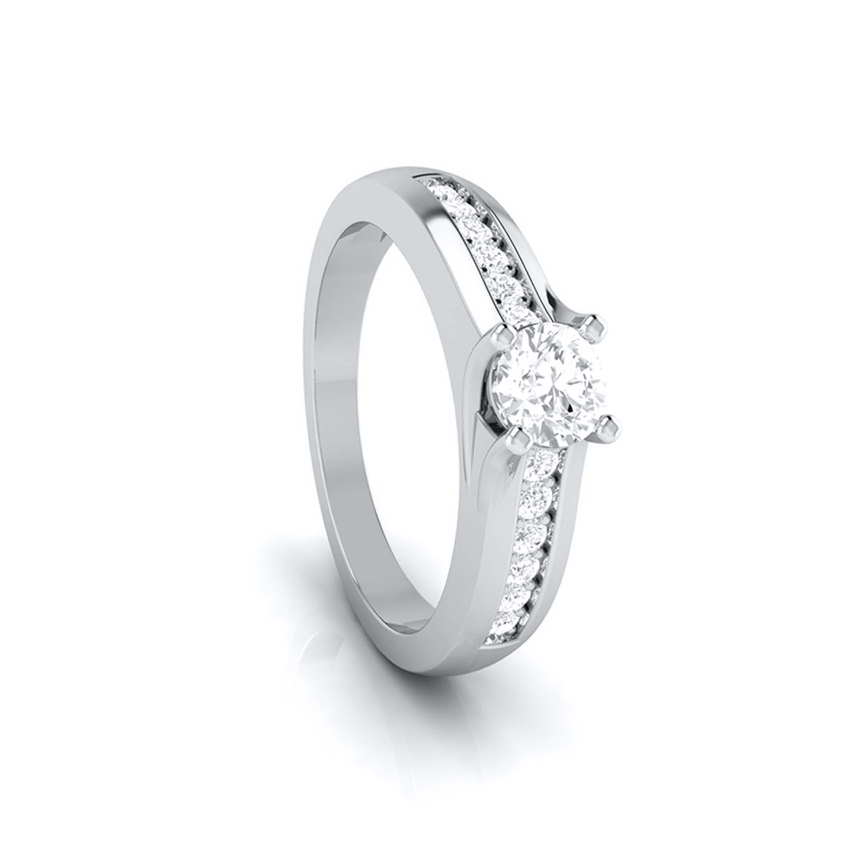 70-Pointer Platinum Solitaire Engagement Ring for Women with Accent Diamonds JL PT G 119-B   Jewelove.US