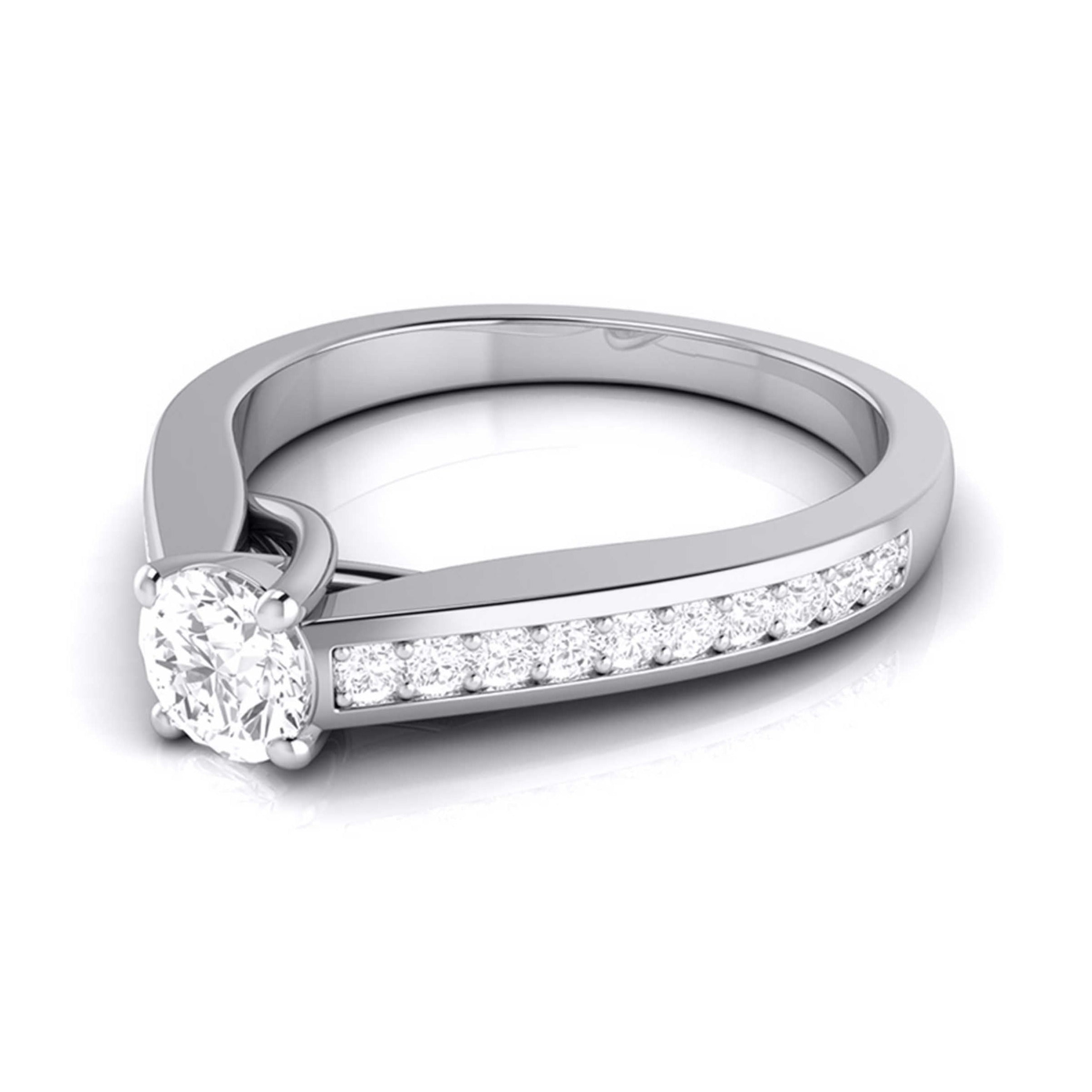 70-Pointer Raised Lab Grown Solitaire Platinum Diamond Shank Engagement Ring JL PT LG G-120-B   Jewelove.US