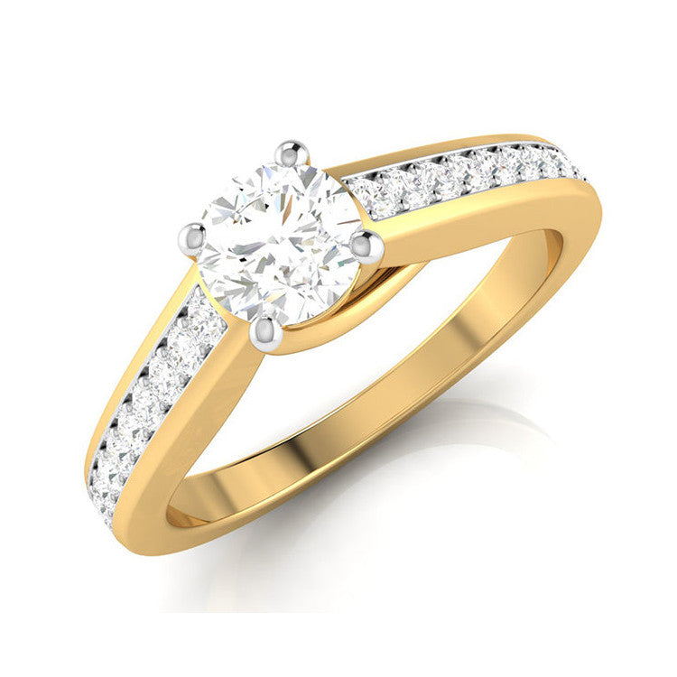 50-Pointer Lab Grown Solitaire 18K Yellow Gold Diamond Shank Ring JL AU LG G-120Y-A   Jewelove.US