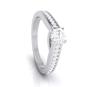 1.50-Carat Raised Lab Grown Solitaire Platinum Diamond Shank Engagement Ring JL PT LG G-120-D   Jewelove.US