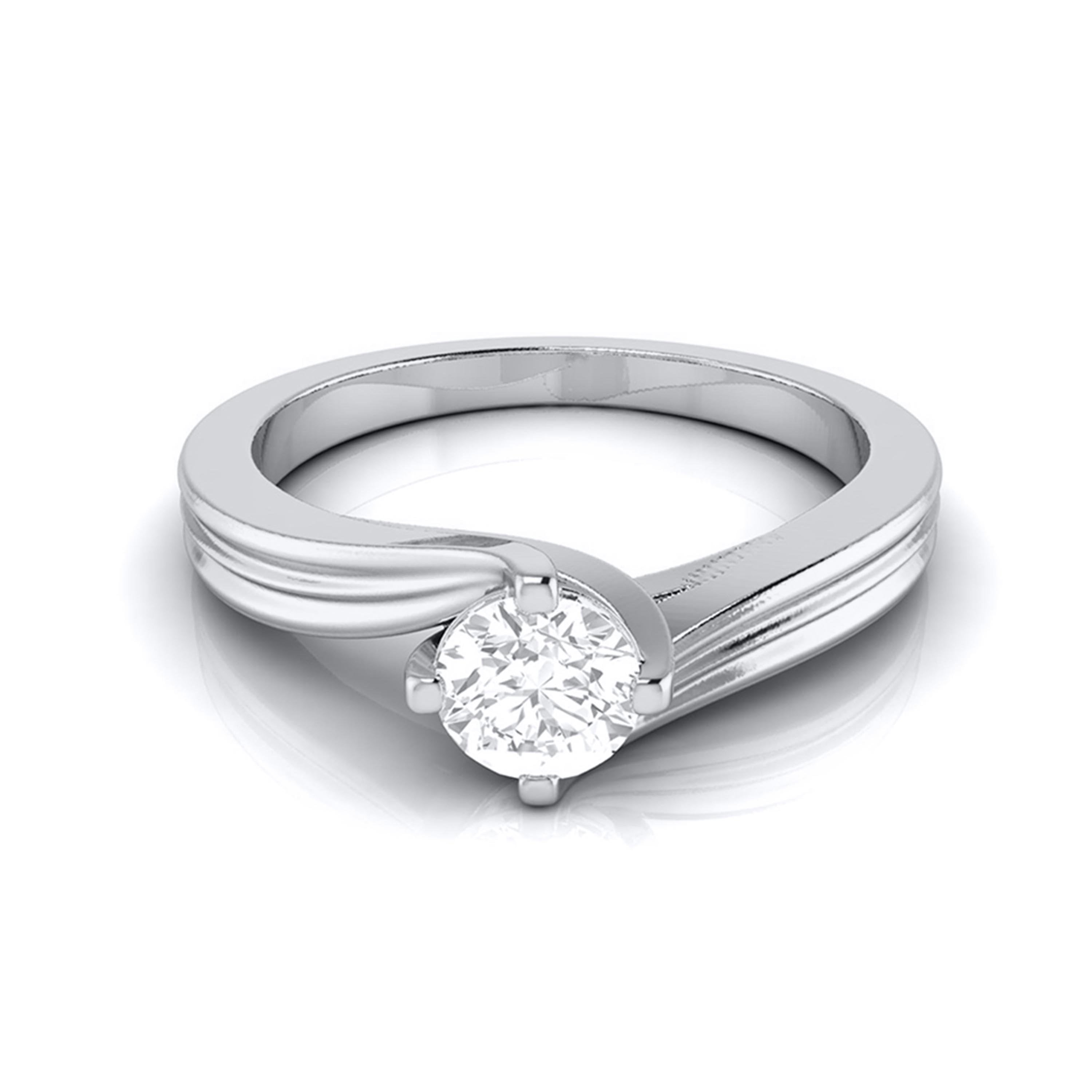 1-Carat Lab Grown Solitaire Curvy Platinum Engagement Ring for Women JL PT LG G-124-B