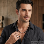 Load image into Gallery viewer, 4mm Platinum + 18K Rose Gold Chain with Black Ceramic for Men JL PT CH 1434
