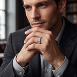 Load image into Gallery viewer, Men of Platinum | Moving Anxiety Relief Rose Gold Platinum Diamonds Ring JL PT 1490-A
