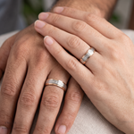 Load image into Gallery viewer, Engraved Platinum Love Bands with Rose Gold You &amp; Me Ring JL PT 1404
