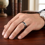 Load image into Gallery viewer, Plain Platinum Ring with Black Enamel for Men JL PT 1118
