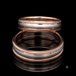 Load image into Gallery viewer, Milgrain Edge Platinum &amp; Rose Gold Couple Rings JL PT 636-A
