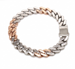 Load image into Gallery viewer, 10mm Platinum Rose Gold Heavy Bracelet with Hi-Polish &amp; Matte Finish for Men JL PTB 1179
