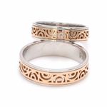 Load image into Gallery viewer, Designer Platinum &amp; Rose Gold Couple Rings JL PT 1115
