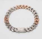 Load image into Gallery viewer, 10mm Platinum Rose Gold Heavy Bracelet with Hi-Polish &amp; Matte Finish for Men JL PTB 1179
