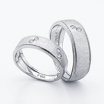 Load image into Gallery viewer, Textured Platinum Love Bands with diamonds JL PT 113
