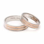 Load image into Gallery viewer, Designer Platinum &amp; Rose Gold Couple Rings JL PT 1129

