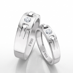 Load image into Gallery viewer, Single Diamond Platinum Wedding Bands JL PT 242
