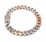 Load image into Gallery viewer, 10mm Platinum Rose Gold Heavy Bracelet with Hi-Polish &amp; Matte Finish for Men JL PTB 1179
