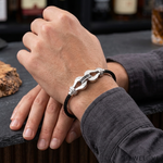 Load image into Gallery viewer, Platinum Bracelet with Black Stone for Men JL PTB 1342
