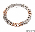 Load image into Gallery viewer, 10mm Platinum Rose Gold Heavy Bracelet with Hi-Polish &amp; Matte Finish for Men JL PTB 1179
