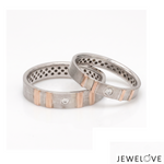 Load image into Gallery viewer, Single Diamond Platinum Love Bands with Rose Gold JL PT 1462
