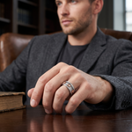 Load image into Gallery viewer, Men of Platinum | Moving Anxiety Relief Rose Gold Platinum Diamonds Ring JL PT 1490-B
