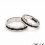 Load image into Gallery viewer, Platinum Couple Unisex Ring with Black Line Ceramic JL PT 1328
