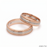 Load image into Gallery viewer, Milgrain Edge Platinum &amp; Rose Gold Couple Rings JL PT 636-A
