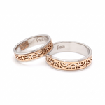 Load image into Gallery viewer, Designer Platinum &amp; Rose Gold Couple Rings JL PT 1115
