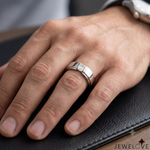 Load image into Gallery viewer, Emerald Cut Diamond Platinum Hi-Polish Ring for Men JL PT 1239
