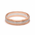 Load image into Gallery viewer, Milgrain Edge Platinum &amp; Rose Gold Couple Rings JL PT 636-A
