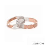 Load image into Gallery viewer, Platinum Rose Gold Women's Diamond &amp; Men's Plain Love Bands JL PT 1465
