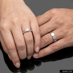 Load image into Gallery viewer, Platinum Rose Gold Women's Diamond &amp; Men's Plain Love Bands JL PT 1465
