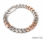 Load image into Gallery viewer, 10mm Platinum Rose Gold Heavy Bracelet with Hi-Polish &amp; Matte Finish for Men JL PTB 1179
