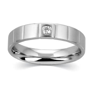 Grooved Platinum Ring for Men with 0.05 cts. Single Diamond JL PT 520   Jewelove.US