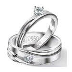 Load image into Gallery viewer, Groovy Platinum Couple Rings with Single Diamonds JL PT 614   Jewelove.US
