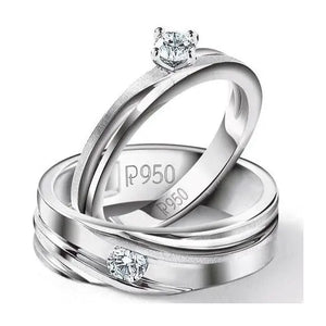 Groovy Platinum Couple Rings with Single Diamonds JL PT 614   Jewelove.US