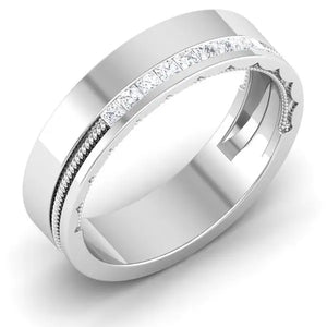 Half Eternity Platinum Wedding Band with Diamonds Ring JL PT 6747   Jewelove.US