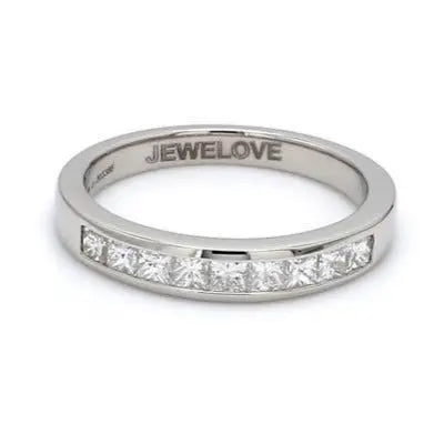 Half Eternity Princess Cut Diamond Platinum Wedding Band set in Channel Setting JL PT 580   Jewelove.US