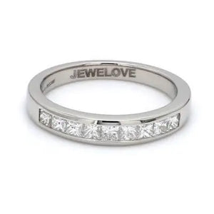 Half Eternity Princess Cut Diamond Platinum Wedding Band set in Channel Setting JL PT 580   Jewelove.US