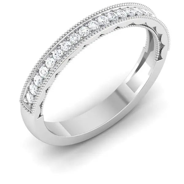 Half Eternity Ring with Diamonds and Milgrain Finish in Platinum JL PT 543   Jewelove.US