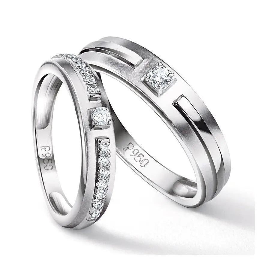 Harmony Platinum Couple Rings with Diamonds JL PT 530  Both Jewelove.US