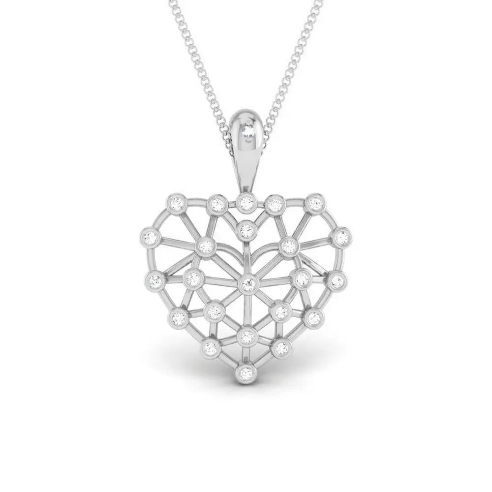 Heart Mesh Platinum Pendant with Diamonds JL PT P 8219   Jewelove.US