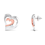 Load image into Gallery viewer, Heart Platinum Earrings with Rose Gold &amp; Diamonds JL PT E 8169   Jewelove.US
