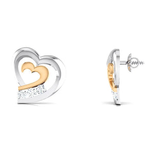 Heart Platinum Earrings with Rose Gold & Diamonds JL PT E 8169   Jewelove.US