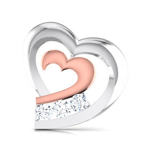 Heart Platinum Earrings with Rose Gold & Diamonds JL PT E 8169   Jewelove.US