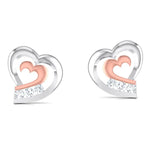 Load image into Gallery viewer, Heart Platinum Earrings with Rose Gold &amp; Diamonds JL PT E 8169  Rose-Gold Jewelove.US
